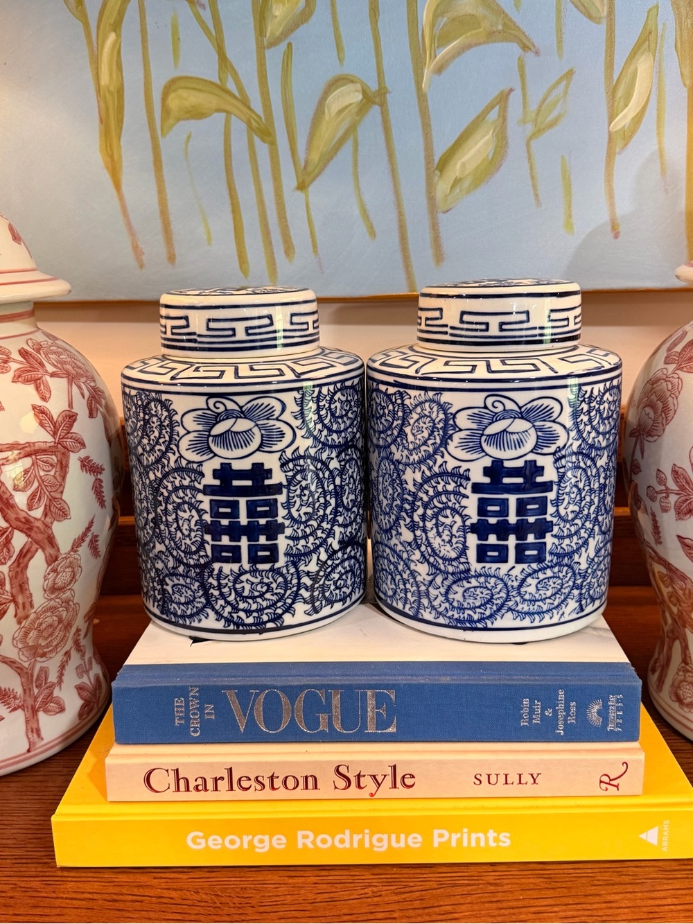 Blue & White Porcelain Ginger Jar Pair - Brand Unspecified